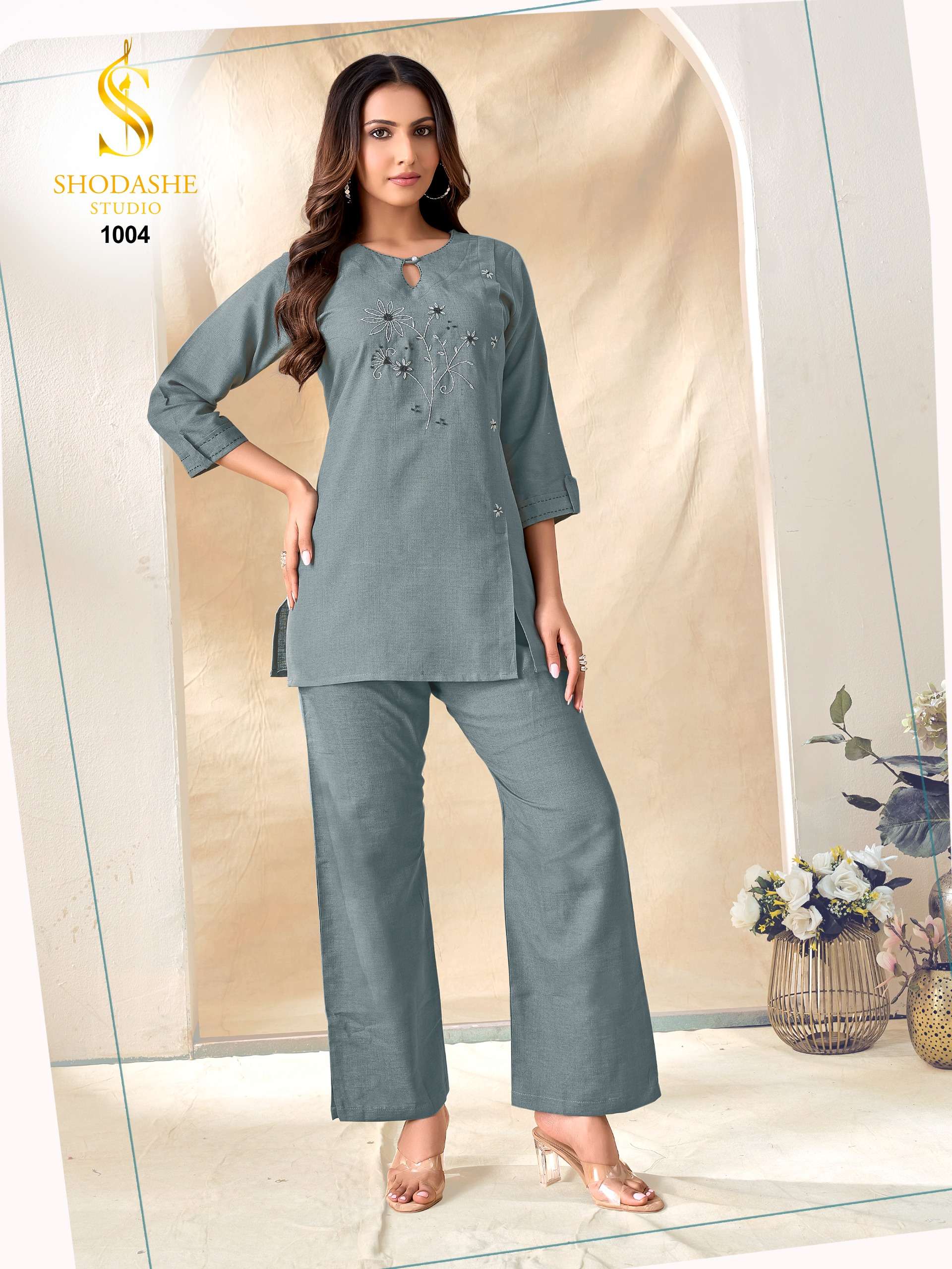 SHODASHE STUDIO MILIE FESTIVAL LINEN CO ORD SET SHIRT TYPE 2 PIECE WOMEN OFFICE EXPORT